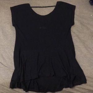 Black Short Sleeve Peplum Top